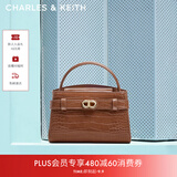 CHARLES&KEITH鳄鱼纹凯莉包手提斜挎婚包包女包生日礼物送女友CK2-50270880-1 Chocolate Croco巧克力鳄鱼纹色（新色） S