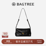 BAGTREE【朱珠同款】包包树奶盒包女包头层植鞣牛皮单肩腋下斜挎包hobo包 檀黑色-小号 高级小众生日礼物女