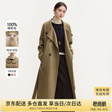 尚都比拉中长款100%羊毛大衣女冬季宽松呢子双面毛呢外套 白茶驼 L 