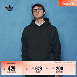 adidas简约宽松舒适运动连帽卫衣套头衫男阿迪达斯官方三叶草   黑色   2XL
