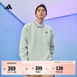 adidas情侣款休闲抓绒圆领长袖卫衣套头衫男女秋季阿迪达斯轻运动   浅绿   XL