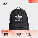 adidas休闲日常通勤运动双肩背包学生书包开学男女阿迪达斯三叶草   黑色/白   NS(均码)