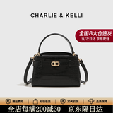 CHARLIE&KELLI轻奢品牌包包女包鳄鱼纹凯莉包女款手提斜挎包七夕情人节生日礼物 黑色【京仓配送 赠专柜礼袋】