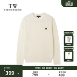 Teenie Weenie【云朵毛衣】小熊男装2025秋冬新品圆领绞花软糯针织衫男女同款 象牙白 M (170)