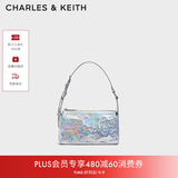 CHARLES&KEITH褶皱手提斜挎小方包腋下包女士生日礼物CK2-80160183 CK2-80160183Prism Silver银色(新色） S