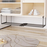 伊思家浴室伸缩式柜下脸盆架卫生间免打孔收纳架卫浴橱柜悬挂式储物神器 黑色大号