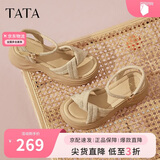 他她（TATA）七夕节礼物黄圣依同款璀璨星空厚底凉鞋CXT01 杏色 (凉鞋款） 38