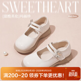 富罗迷女童皮鞋儿童公主鞋校园百搭演出鞋方口单鞋 米白 37