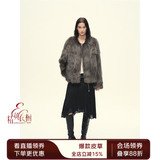 付智恩 芦苇花 进口sagafurs狐狸毛皮草轻盈年轻感圆领毛毛外套女 深灰绿. 芬兰sagafurs狐狸毛 L