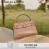 CHARLES&KEITH鳄鱼纹手提包斜挎婚包包女包生日礼物送女友CK2-50270880-1
