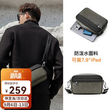 POLO单肩包男士商务斜挎包男休闲iPad包时尚男包手机包零钱包 灰绿/黑