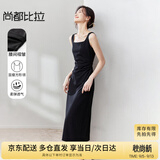 尚都比拉法式高级感连衣裙女秋季赫本风长款气质A字裙抽褶收腰显瘦背带裙
