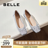 百丽（Belle）芭蕾风晚晚浅口平底单鞋女商场同款玛丽珍鞋B3W1DAQ6 银色  （软糯羊皮，质感光泽） 38 (240mm)