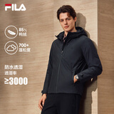 斐乐蓬蓬羽绒服|FILA冬季男装商务休闲连帽防水透湿保暖外套轻薄上衣 正黑色-BK 2XL 185/104A/XXL