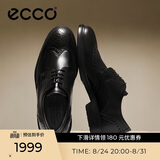 爱步（ECCO）正装皮鞋男 增高布洛克雕花牛皮德比鞋 里斯622164 黑色42