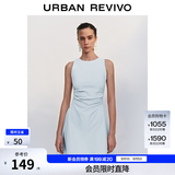 UR春季新款女摩登气质褶皱收腰显瘦无袖连衣裙UYY750030 淡蓝 S