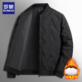 罗蒙（ROMON）棉服男秋冬季棒球领时尚保暖御寒锁温宽松百搭棒球服 黑色 2XL