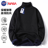 NASA GISS高领毛衣男秋冬大码保暖针织衫男士毛线衣 高领黑色 XL