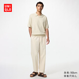 优衣库麻混纺舒适九分裤男装/休闲裤宽松版型26春夏新款482258 30 浅米色 XL