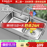 欧琳（OULIN）厨房水槽双槽洗菜盆双槽0涂层SUS304不锈钢加厚洗碗槽左右任选