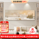 墨派客厅装饰画现代简约沙发背景墙壁画背有靠山超大尺寸横幅山水挂画 旭日雪山 150x50cm(适合1.8米沙发)晶瓷