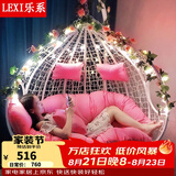乐系（LEXI） 吊椅双人鸟巢秋千吊篮家用室内阳台吊兰户外吊床藤椅摇篮椅躺椅 双人白色细藤特大号 静音款