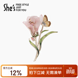 She's茜子仿水晶花朵高档女士胸针轻奢胸花别针生日礼物送女友