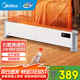美的（Midea）石墨烯踢脚线取暖器 家用电暖器浴室防水移动地暖气片大面积取暖神器全屋升温卧室 【石墨烯速热 远程遥控】 遥控器控制 HDV22UR 踢脚线取暖器