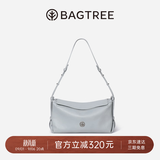 BAGTREE【朱珠同款】包包树奶盒包女包植鞣皮单肩斜挎腋下通勤Hobo枕头包 冰川蓝-中号【磁吸拉链款】 高级小众