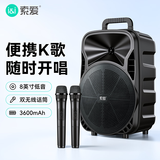 索爱（soaiy）8吋广场舞音响大功率便携户外重低音蓝牙k歌专用大音量移动拉杆音箱室外演出设备大电池双麦