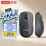 联想（Lenovo）无线鼠标 轻音商务办公鼠标 人体工学 侧键 适用笔记本台式机一体机 M130深灰