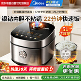 美的（Midea）电饭煲22分钟快煮电饭锅家用5升大容量5-6人 炫彩大屏金属机身大火力煮饭锅智能预约微压RC520