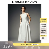 UR2026春季新款女装魅力无袖拼接V型剪裁圆领连衣裙UWG760056 本白 M