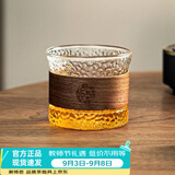 忆壶茶茶杯玻璃品杯家用品茗杯防烫杯子木套隔热杯功夫茶杯喝茶杯小品杯 【锤纹】品怡杯150ML