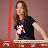 斐乐（FILA） 女装官方女士短袖T恤夏季休闲运动内搭t恤百搭短T上衣 传奇蓝-F51W629191B M （165/84A/M）