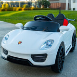 熊熊特工儿童电动车四轮汽车可坐人遥控摇摆男女孩宝宝玩具童车充电 白色+小电瓶单驱动+音乐