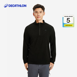 迪卡侬（DECATHLON）保暖户外抓绒衣外套男女运动宽松秋摇粒绒外套冲锋衣内胆 男款-半拉链-黑色 L