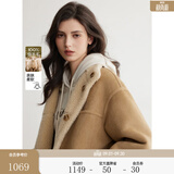 ELLE法式复古麂皮绒毛绒短外套女2025冬季新款仿皮草宽松通勤上衣 卡其 S