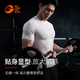 GOLOVEJOY高乐捷健身衣男速干短袖紧身显肌肉跑步运动上衣训练服压缩衣白L