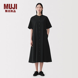 MUJI 女式 凉感 短袖衬衫连衣裙 女装裙子长裙 26年夏季 BC2Q7C6S 黑色 M （160/84A）