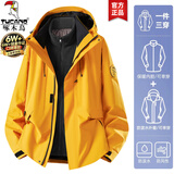 啄木鸟冲锋衣三合一男女士新款外套男情侣夹克春秋冬季登山滑雪衣服男装 枫叶黄 (三合一男女同款) L (建议110-130斤)