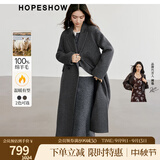 红袖高级感超好看毛呢大衣冬季新款女装100%绵羊毛质感保暖双面呢外套 烟灰056 M