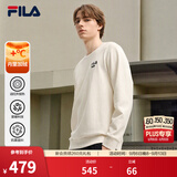 FILA斐乐男子套头运动卫衣秋冬季休闲简约圆领套头衫保暖长袖上衣男装 【加绒版】蒸汽白-IV XL