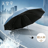天堂伞 防晒晴雨伞三折 晴雨伞加大加固防晒晴雨两用经典商务 雾兰灰