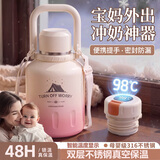 柏邦婴儿保温杯外出冲奶便携式泡奶恒温显示温度水杯大容量保温水壶 1000ML粉【智能温显】316内胆/双层真空保温/杯刷+杯带 2026新款女士高颜值【48小时持久保温】带温度显示杯子
