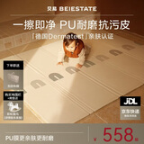 贝易婴儿爬行垫宝宝爬爬垫加厚防摔PU覆膜XPE折叠180*200*2cm彩虹包边