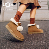 UGG秋季女士舒适蝴蝶结翻折鞋口懒人毛毛鞋1153517CHE|栗色37