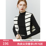 范思蓝恩22FS4132半高领打底衫女秋冬修身内搭叠穿长袖针织衫上衣 黑色 S