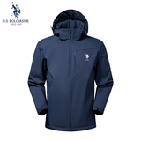 U.S. POLO ASSN.夹克男秋季男士休闲登山服加绒棉服保罗棉衣冲锋外套 藏青 2XL
