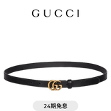 GUCCI古驰GG Marmont系列窄版腰带 黑色 100cm